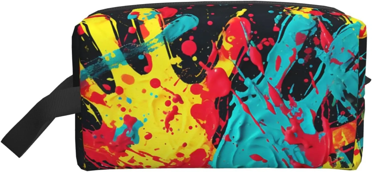 Toiletry Bag for Women Men Dopp Kit Travel Makeup Bag Make Up Organizers Cosmetic Bag Colorful Handprints Hanging Toiletry Bag Shaving Bag with Large Capacity for Travel