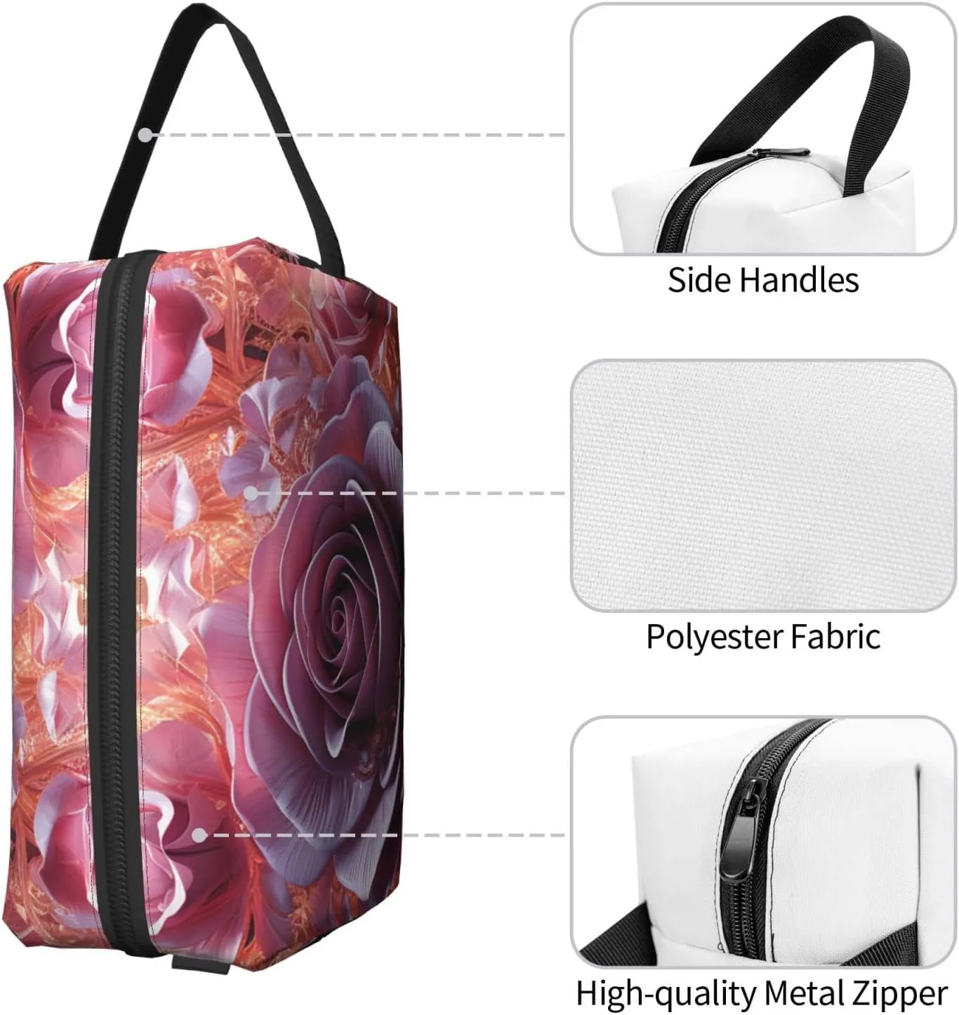 Toiletry Bag for Women Men Dopp Kit Travel Makeup Bag Make Up Organizers Cosmetic Bag Heart is a Rose Hanging Toiletry Bag Shaving Bag with Large Capacity for Travel