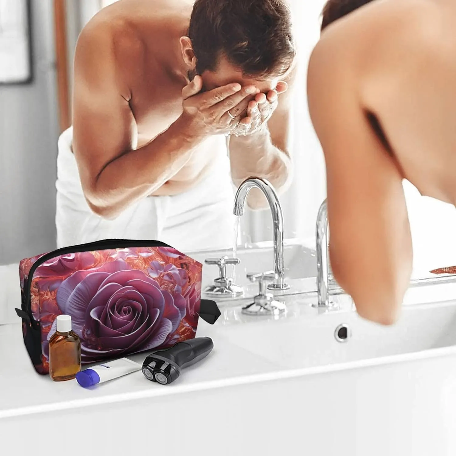 Toiletry Bag for Women Men Dopp Kit Travel Makeup Bag Make Up Organizers Cosmetic Bag Heart is a Rose Hanging Toiletry Bag Shaving Bag with Large Capacity for Travel