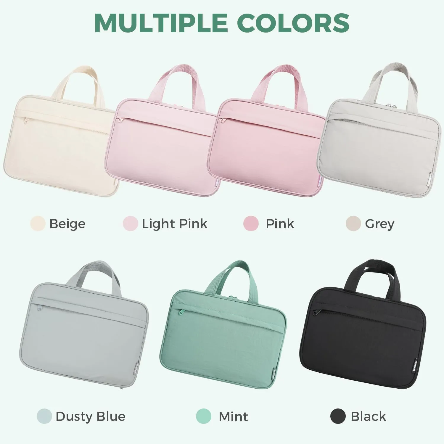 Toiletry Bag For women,Portable Hanging Organizer,4 Leakproof Compartment for full-sized Conditioner, Brushes Set, Makeup Accessories,Visible and easy to access.L-mint