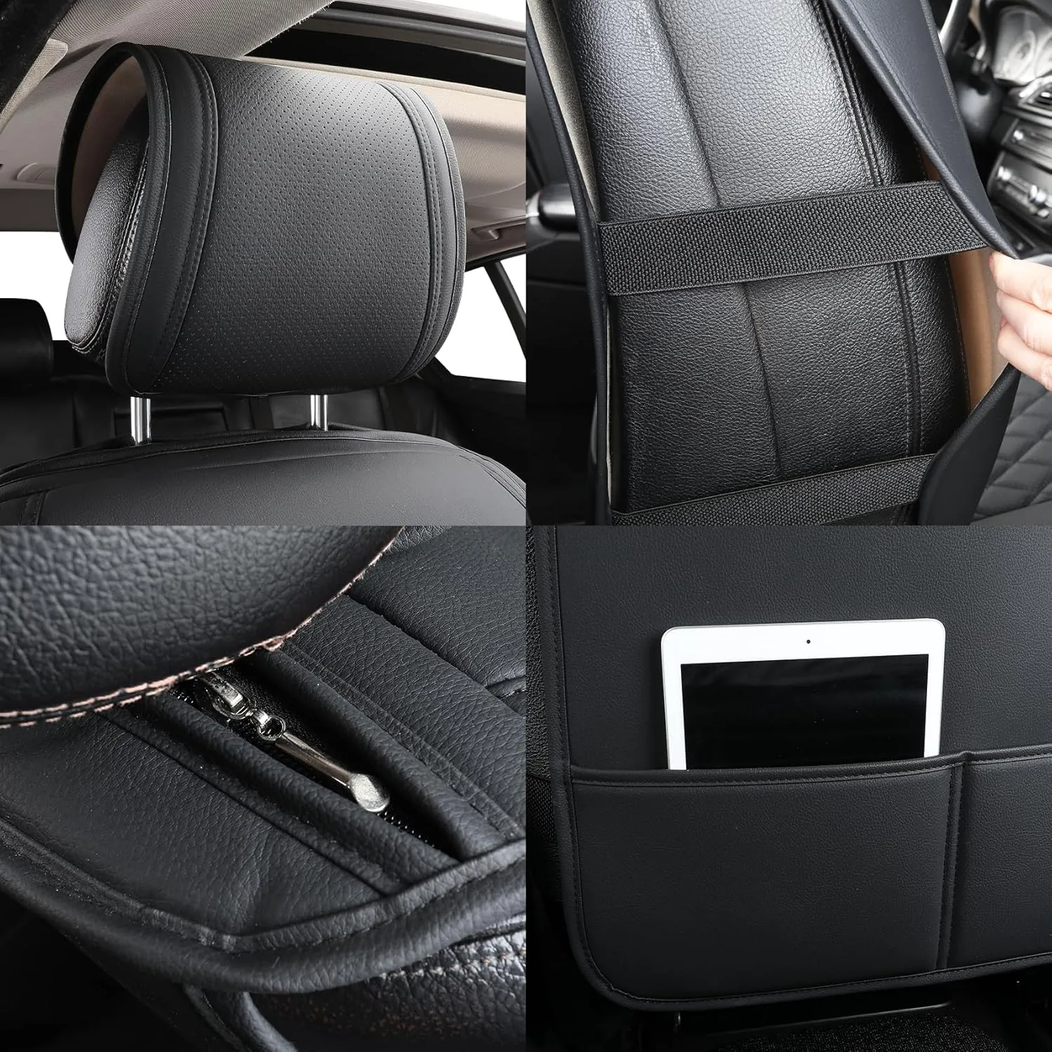 Tomatoman Car Seat Covers Compatible with Infiniti M35 2006-2010 Airbag Compatible Waterproof Dustproof Faux Leather(Full Set/Black)
