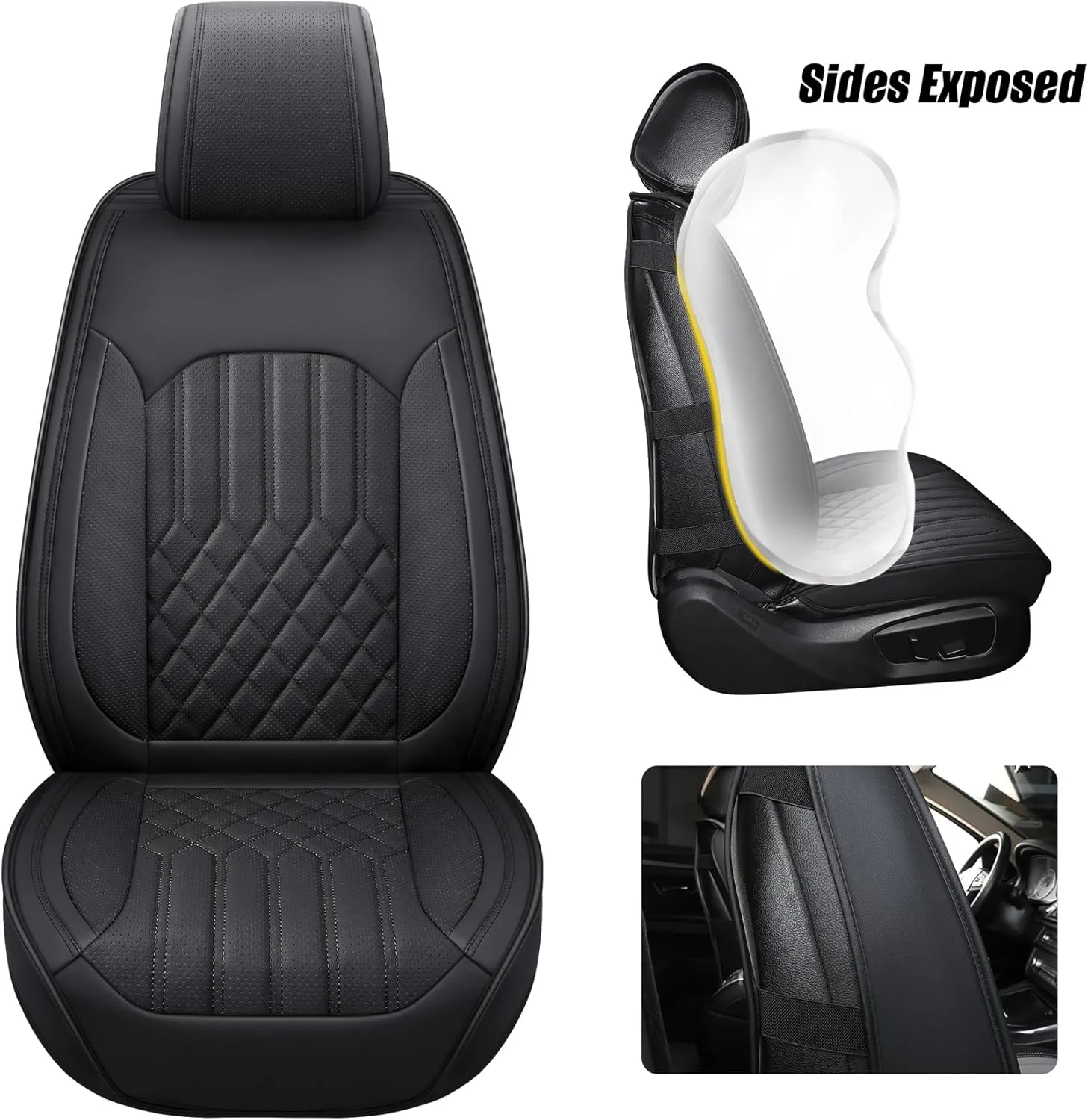 Tomatoman Car Seat Covers Compatible with Infiniti M35 2006-2010 Airbag Compatible Waterproof Dustproof Faux Leather(Full Set/Black)