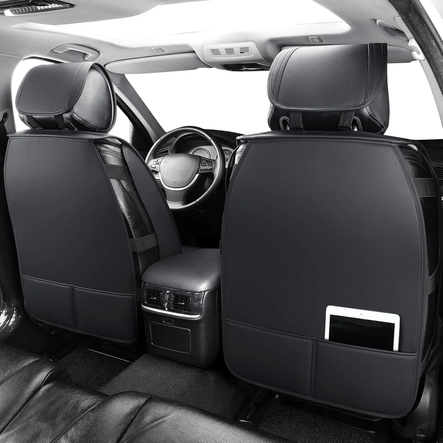 Tomatoman Car Seat Covers Compatible with Infiniti M35 2006-2010 Airbag Compatible Waterproof Dustproof Faux Leather(Full Set/Black)