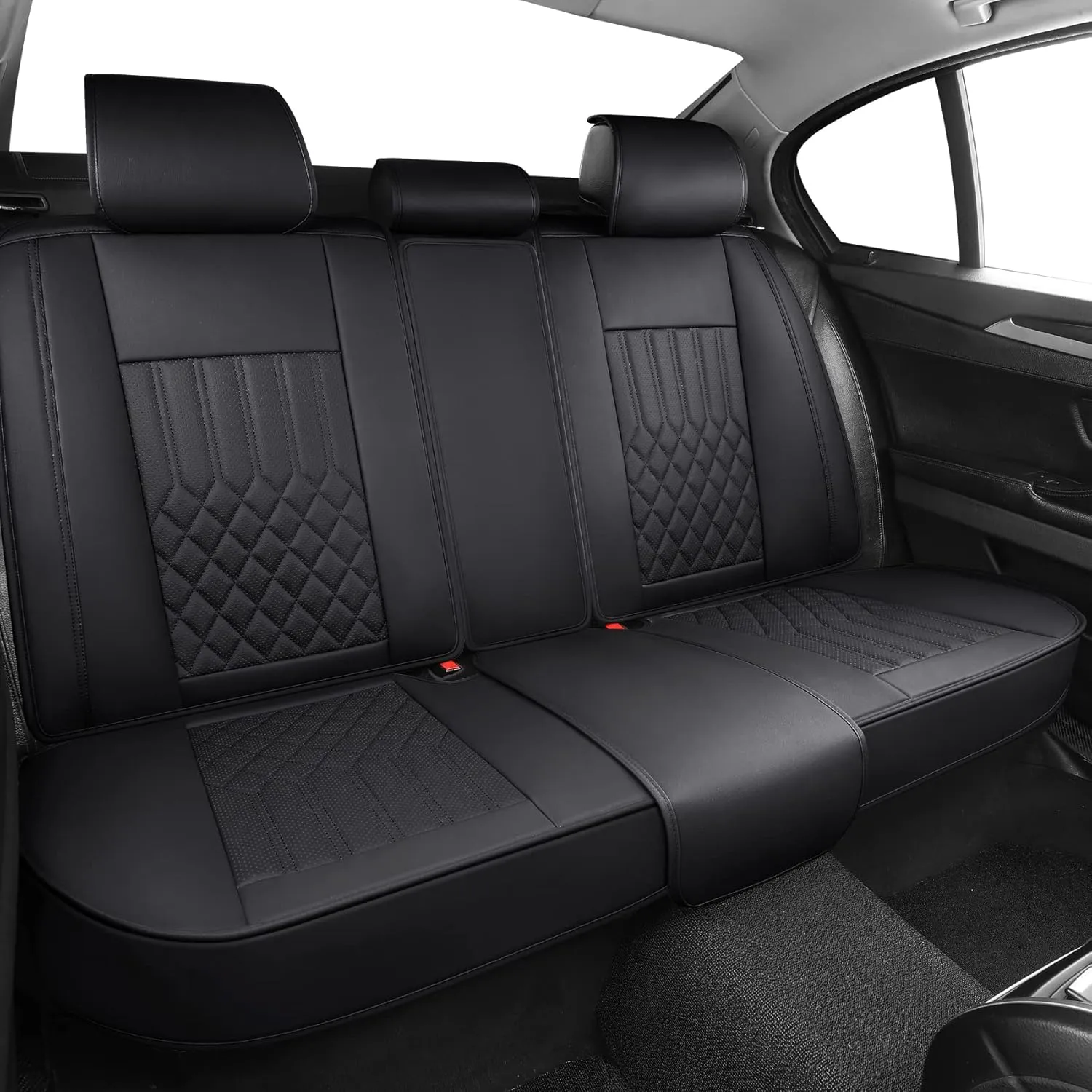 Tomatoman Car Seat Covers Compatible with Infiniti M35 2006-2010 Airbag Compatible Waterproof Dustproof Faux Leather(Full Set/Black)