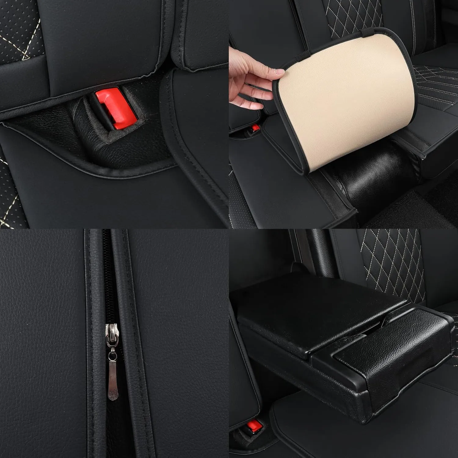 Tomatoman Faux Leather Car Seat Covers Compatible with Porsche Cayenne Waterproof Dustproof Universal Fit Airbag Compatible(Full Set/Black Gold)