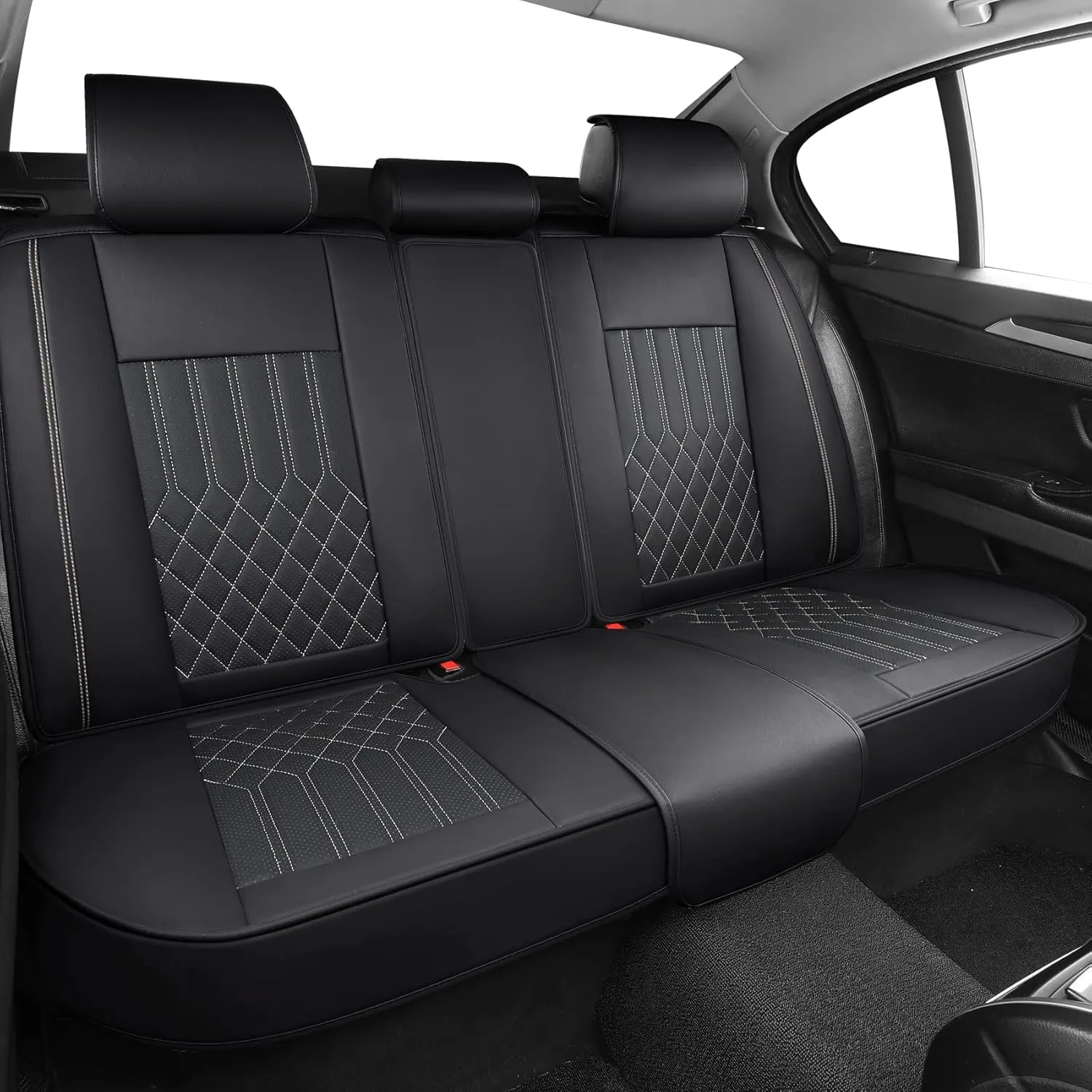 Tomatoman Faux Leather Car Seat Covers Compatible with Porsche Cayenne Waterproof Dustproof Universal Fit Airbag Compatible(Full Set/Black Gold)