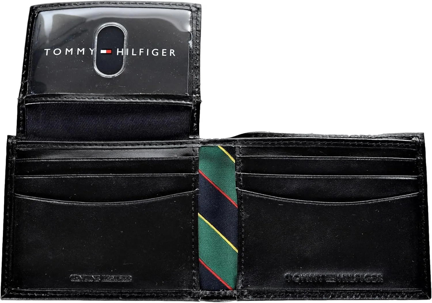 Tommy Hilfiger Men's Classic Logo Style Passcase Bifold Wallet with Multiple Card Slots and ID Window