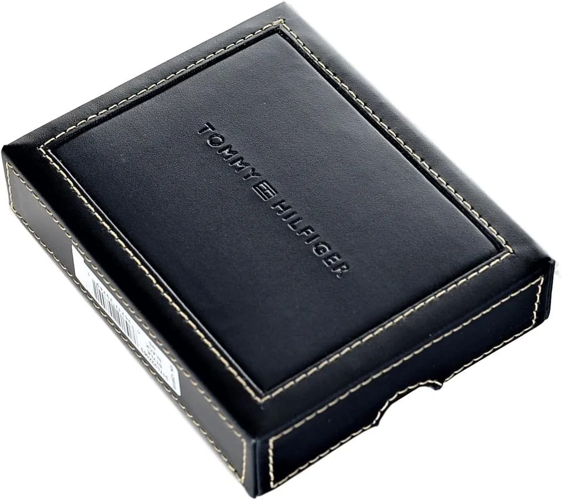 Tommy Hilfiger Men's Classic Logo Style Passcase Bifold Wallet with Multiple Card Slots and ID Window