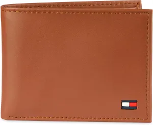 Tommy Hilfiger Men's Classic Logo Style Passcase Bifold Wallet with Multiple Card Slots and ID Window
