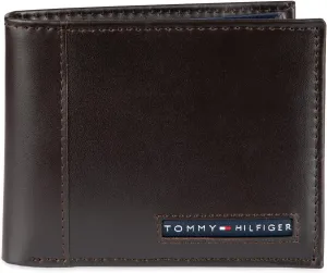 Tommy Hilfiger Men's Leather Wallet – Slim Bifold with 6 Credit Card Pockets and Removable ID Window