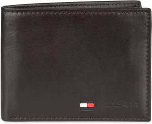 Tommy Hilfiger Men's Leather Wallet – Slim Bifold with 6 Credit Card Pockets and Removable ID Window