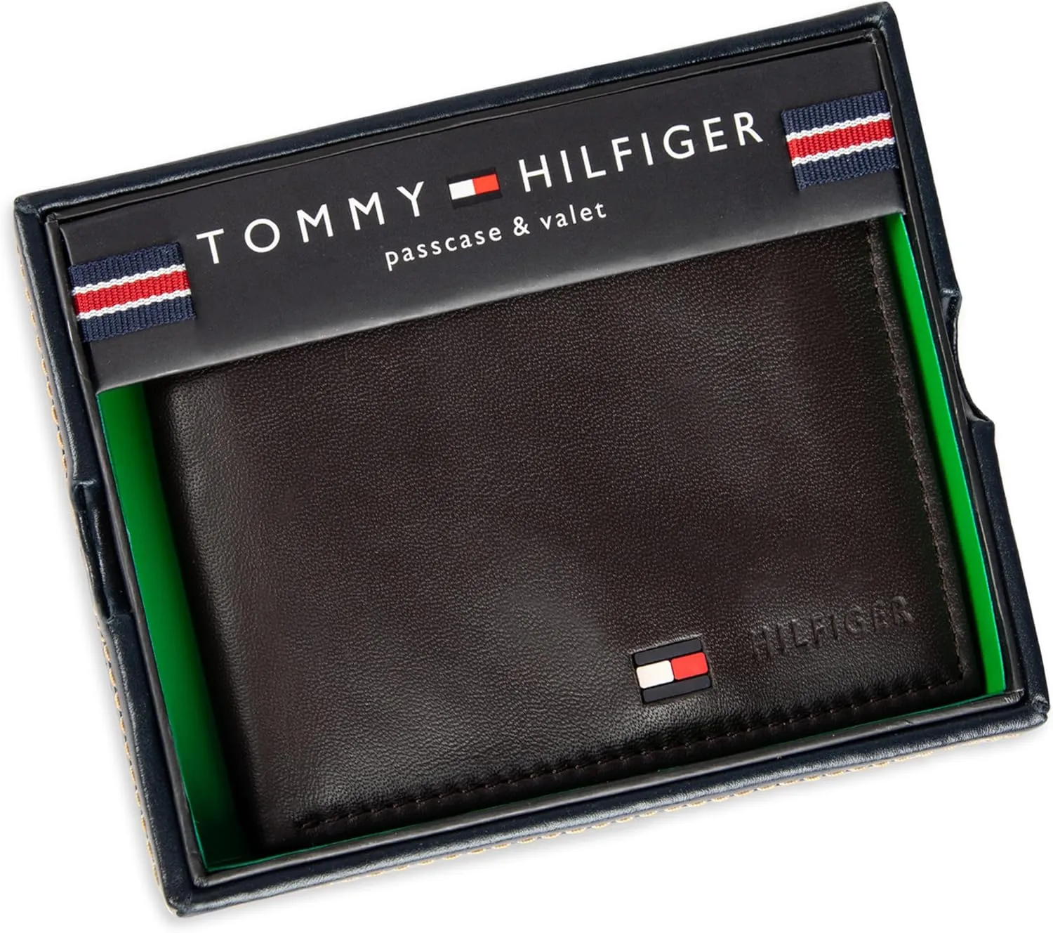 Tommy Hilfiger Men's Leather Wallet – Slim Bifold with 6 Credit Card Pockets and Removable ID Window