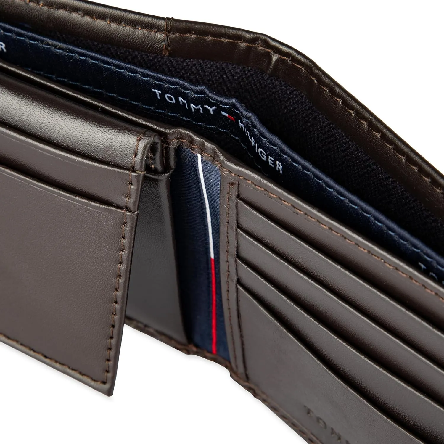 Tommy Hilfiger Men's Leather Wallet – Slim Bifold with 6 Credit Card Pockets and Removable ID Window