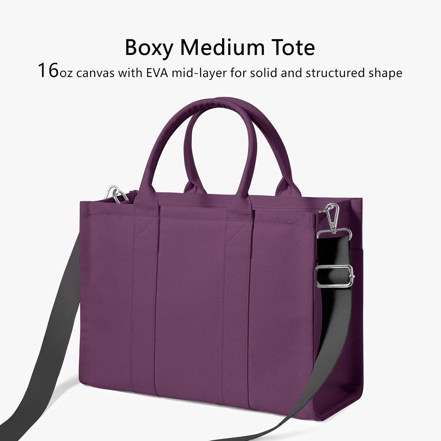 TOPDesign Heavy-Duty Canvas Tote Bag for Women, Adjustable Crossbody Handbag with 6 Pockets, Everything Tote