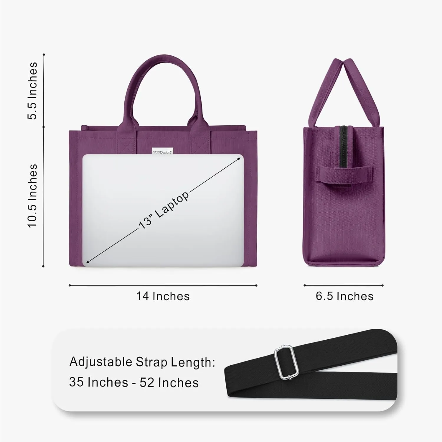 TOPDesign Heavy-Duty Canvas Tote Bag for Women, Adjustable Crossbody Handbag with 6 Pockets, Everything Tote