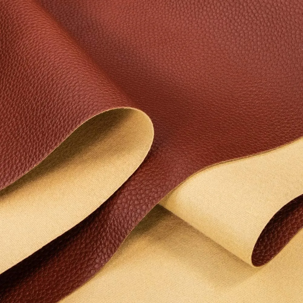 TORRAMI Soft Synthetic PU Fabric Material Faux Leather Sheets 1 Yards 54" x 36", 0.95mm Thick for Upholstery, DIY Crafts, Pebbled Pattern Brown