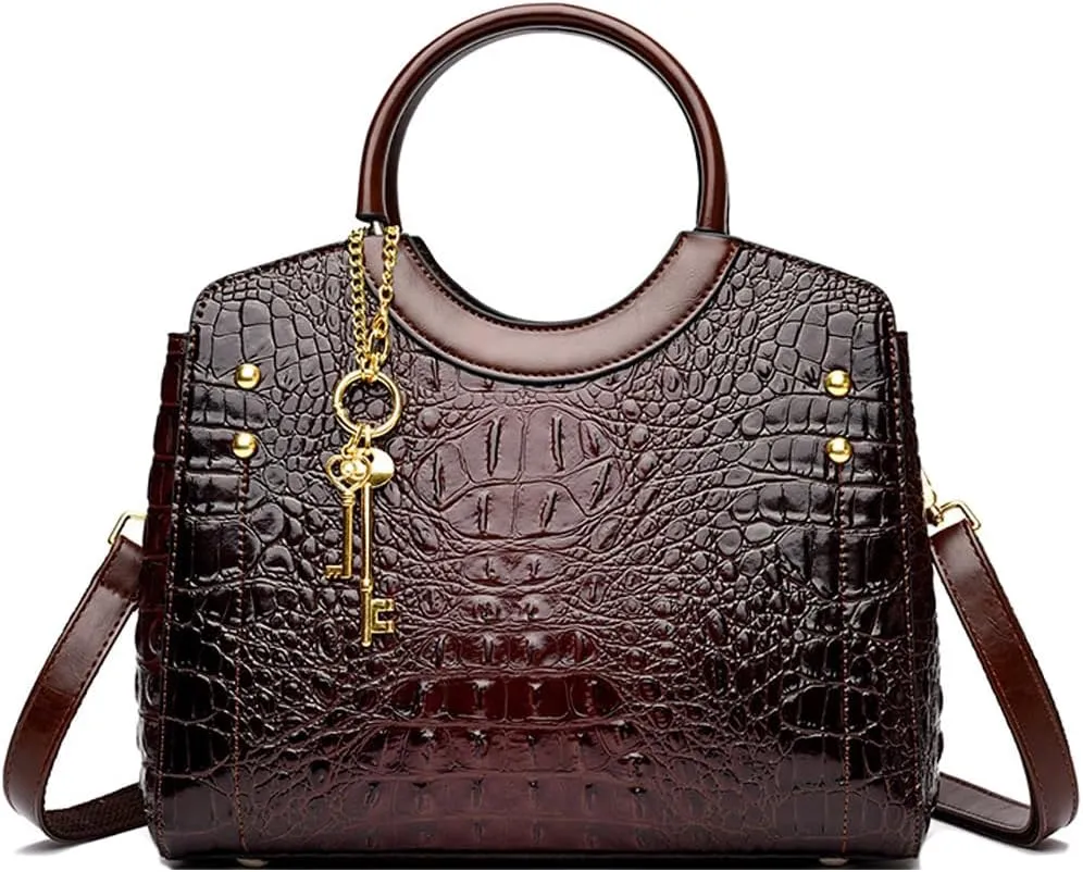 Tote Bags for Women Faux Leather Handbags Purses Crocodile Pattern Satchel Bag Shoulder Crossbody Bag Ladies Work bag