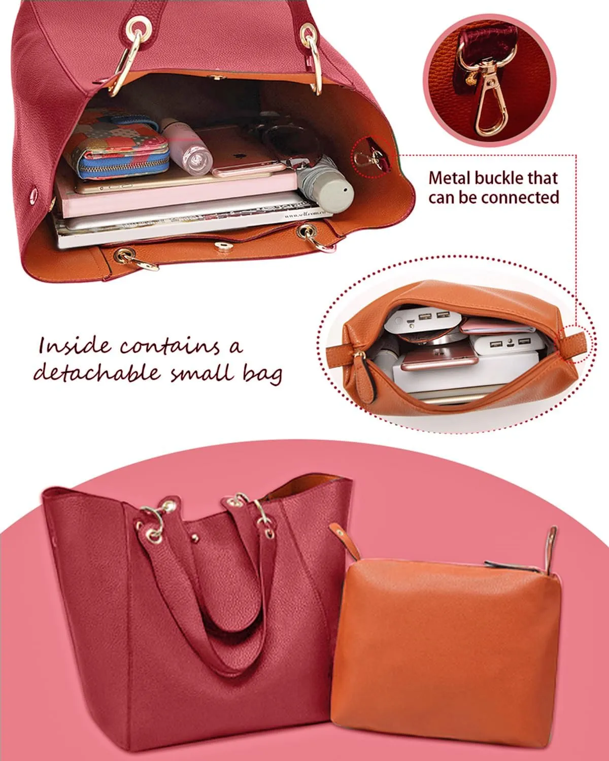 Tote Handbags for Women Large Capacity Bags Waterproof Faux Leather Crossbody Travel Purse Work Satchel Shoulder Bags
