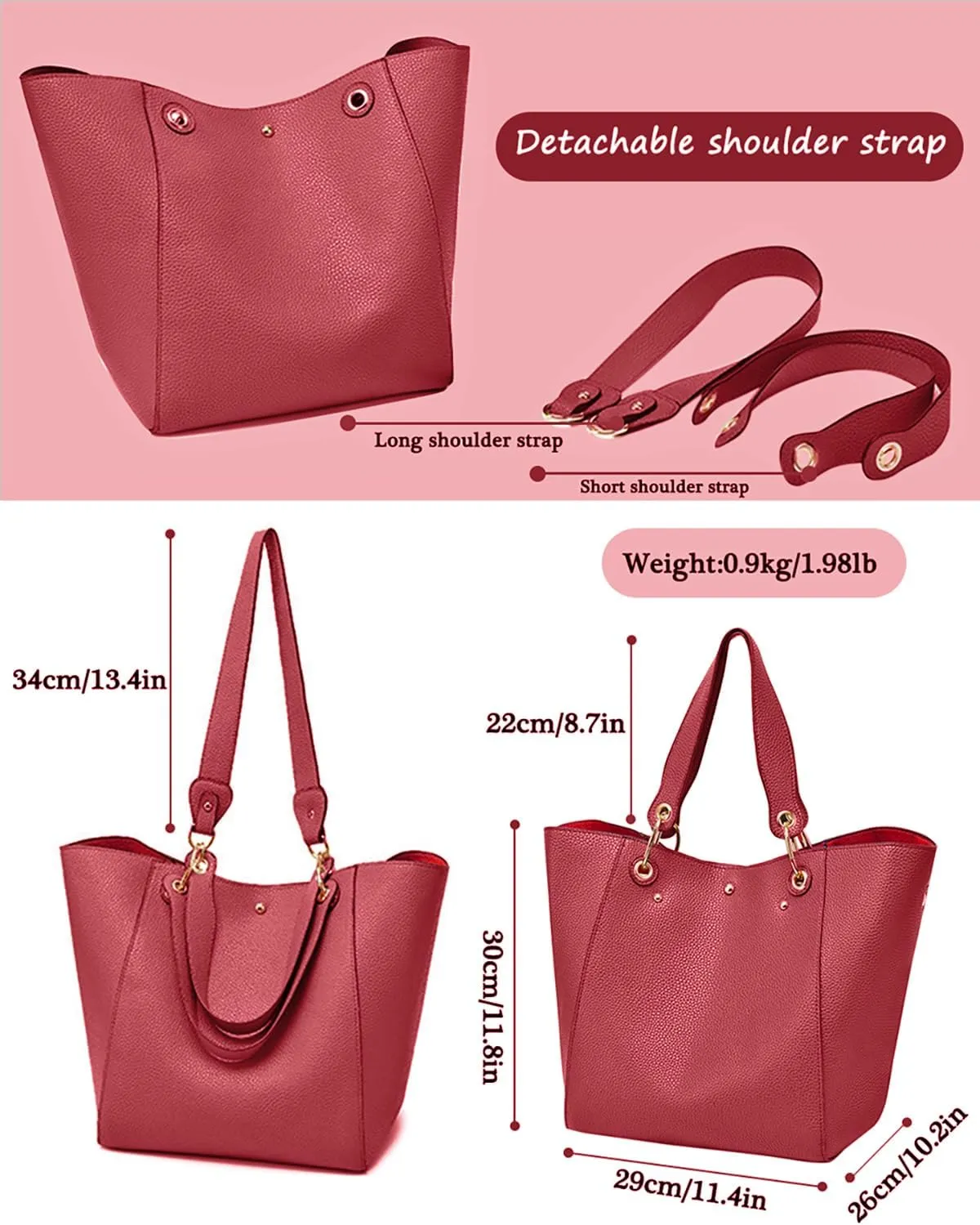 Tote Handbags for Women Large Capacity Bags Waterproof Faux Leather Crossbody Travel Purse Work Satchel Shoulder Bags