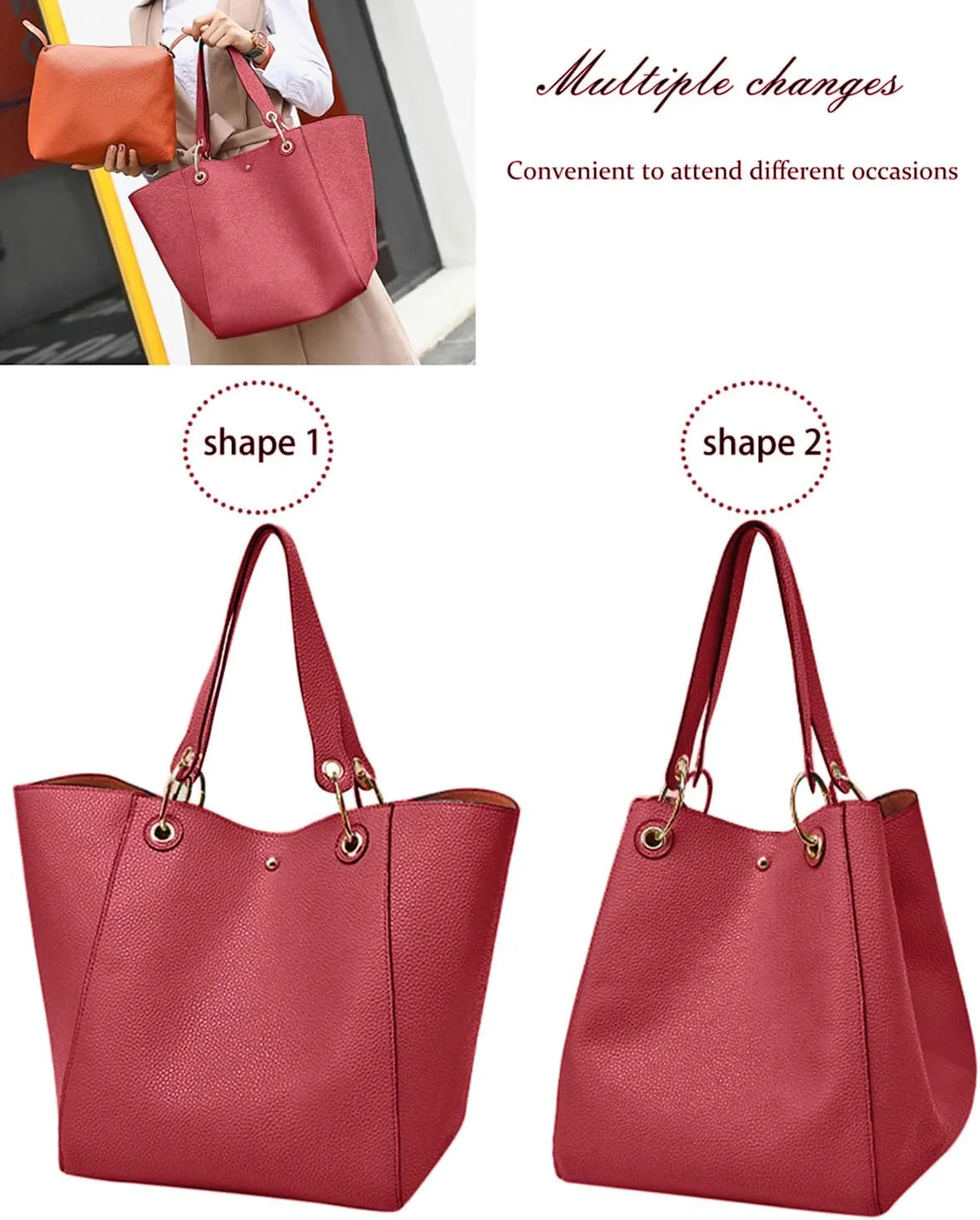 Tote Handbags for Women Large Capacity Bags Waterproof Faux Leather Crossbody Travel Purse Work Satchel Shoulder Bags