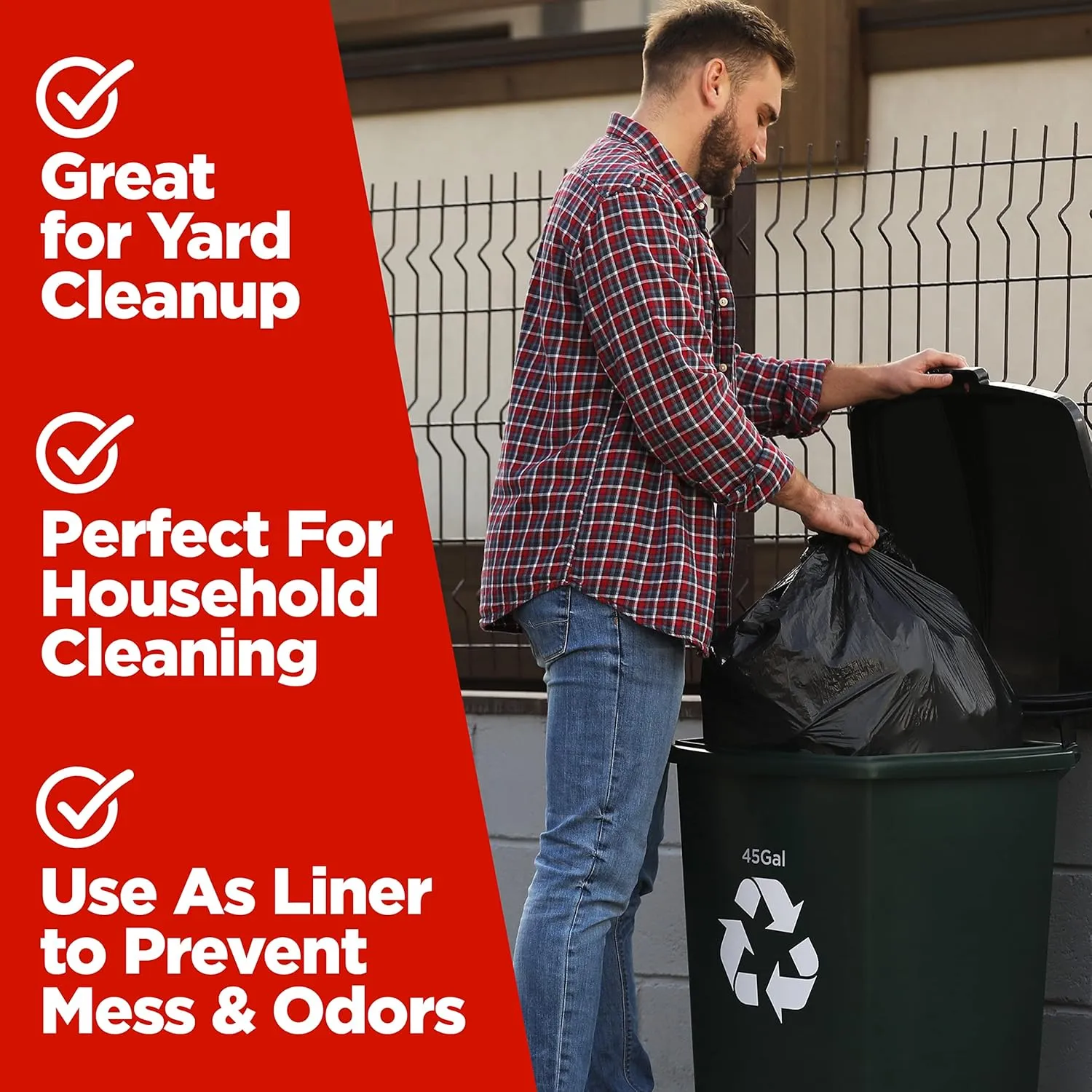 ToughBag 40-45 Gallon Trash Bags Heavy Duty (250 Count) | Black Garbage Bags | 39, 40, 42, 45 Gallon | Made In USA