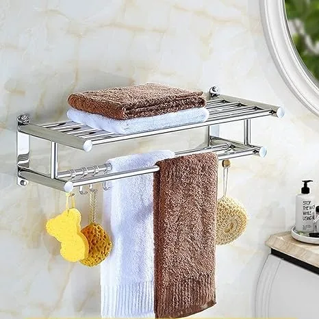 Towel Storage Wall Mounted Foldable Towel Holder