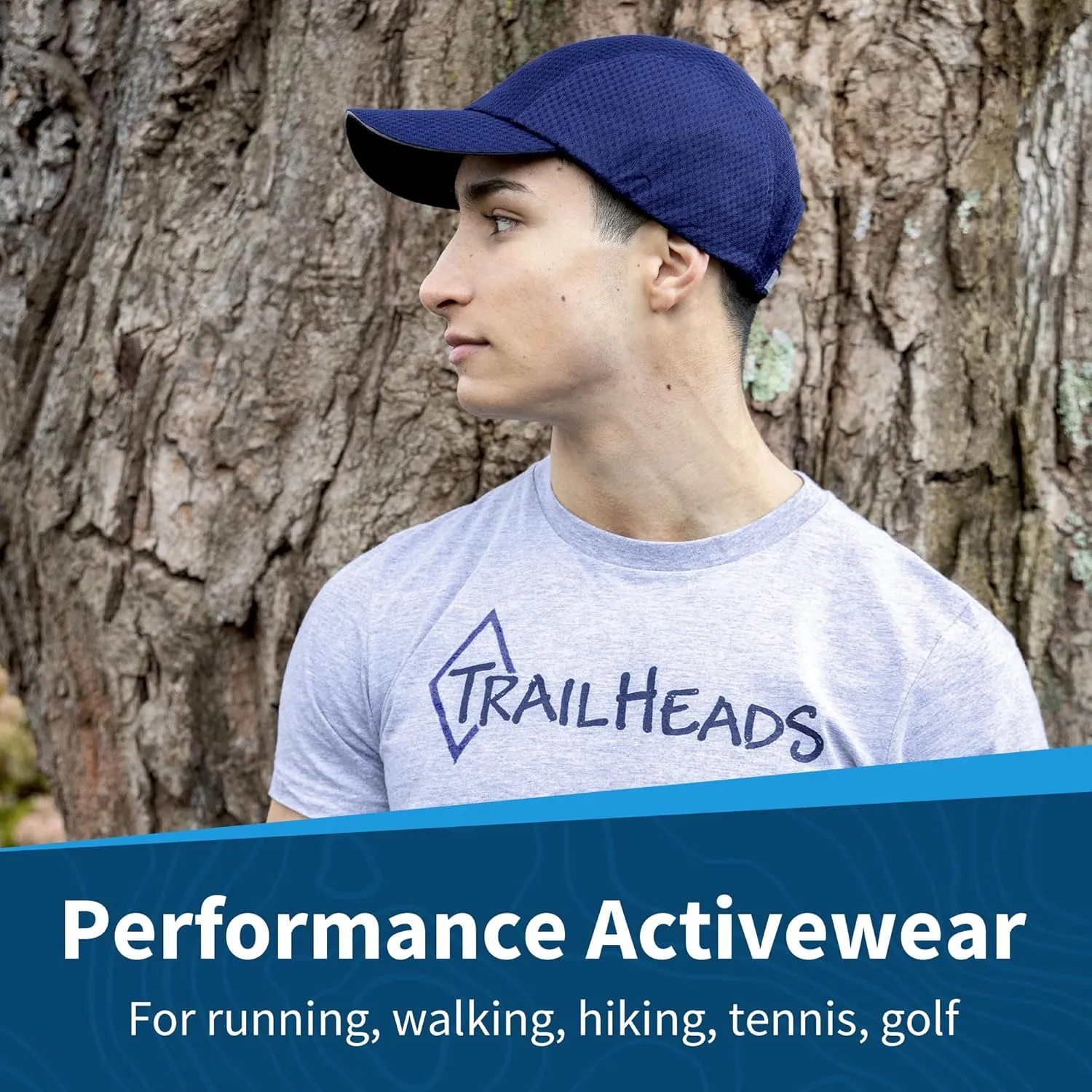 TrailHeads Performance Mens Running Hat - Lightweight, Quick Dry Workout Hats for Men - Athletic Sports Cap for Tennis, Gym