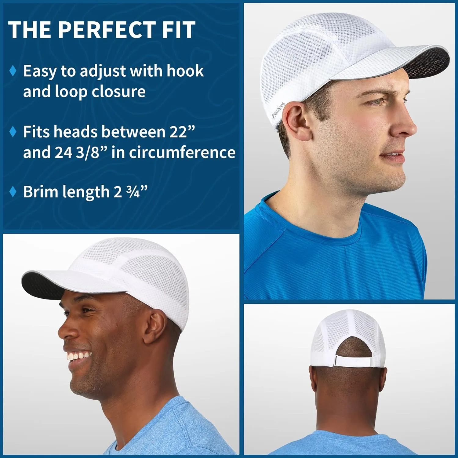 TrailHeads Performance Mens Running Hat - Lightweight, Quick Dry Workout Hats for Men - Athletic Sports Cap for Tennis, Gym