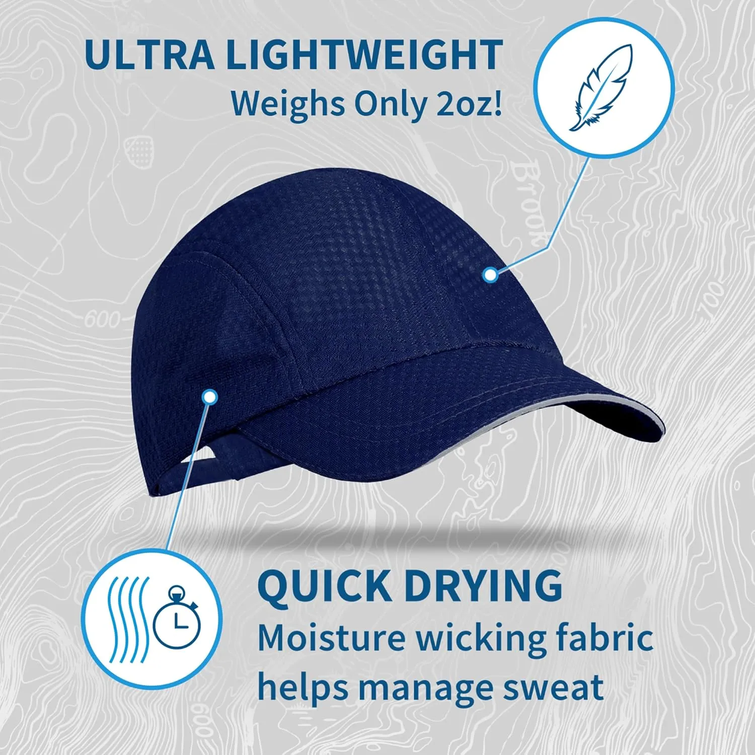 TrailHeads Performance Mens Running Hat - Lightweight, Quick Dry Workout Hats for Men - Athletic Sports Cap for Tennis, Gym