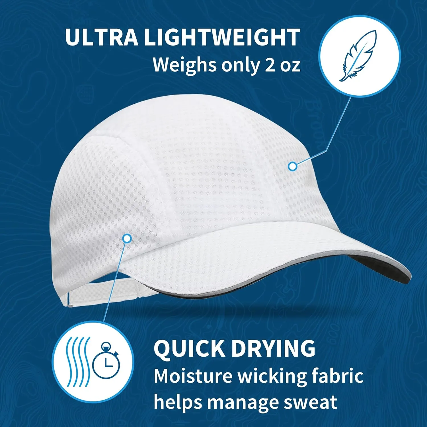 TrailHeads Performance Mens Running Hat - Lightweight, Quick Dry Workout Hats for Men - Athletic Sports Cap for Tennis, Gym