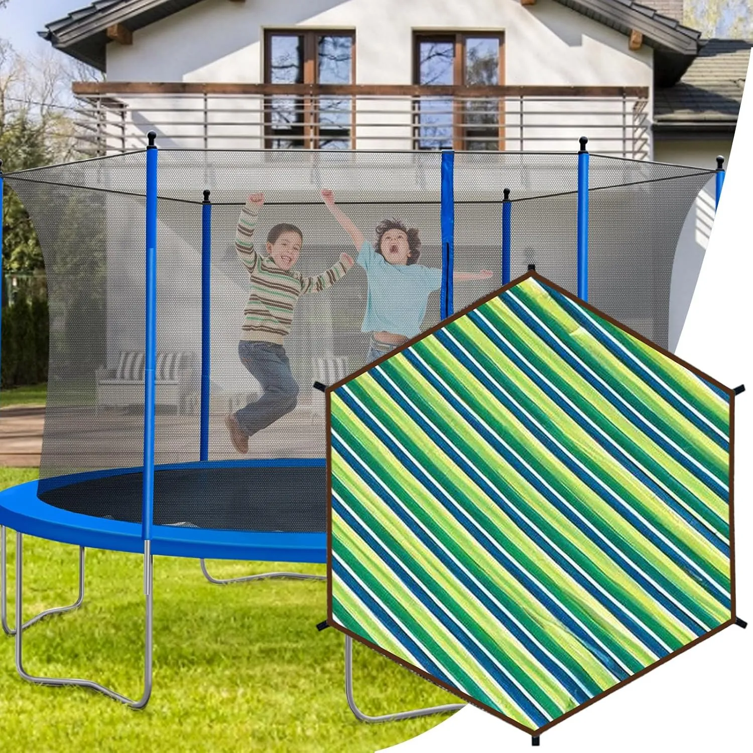 Trampoline Tent Cover, 6ft/8ft/10ft/12ft/14ft/15ft Outdoor Trampoline Sunshade, Tear-Resistant, Waterproof UV Protection Cover