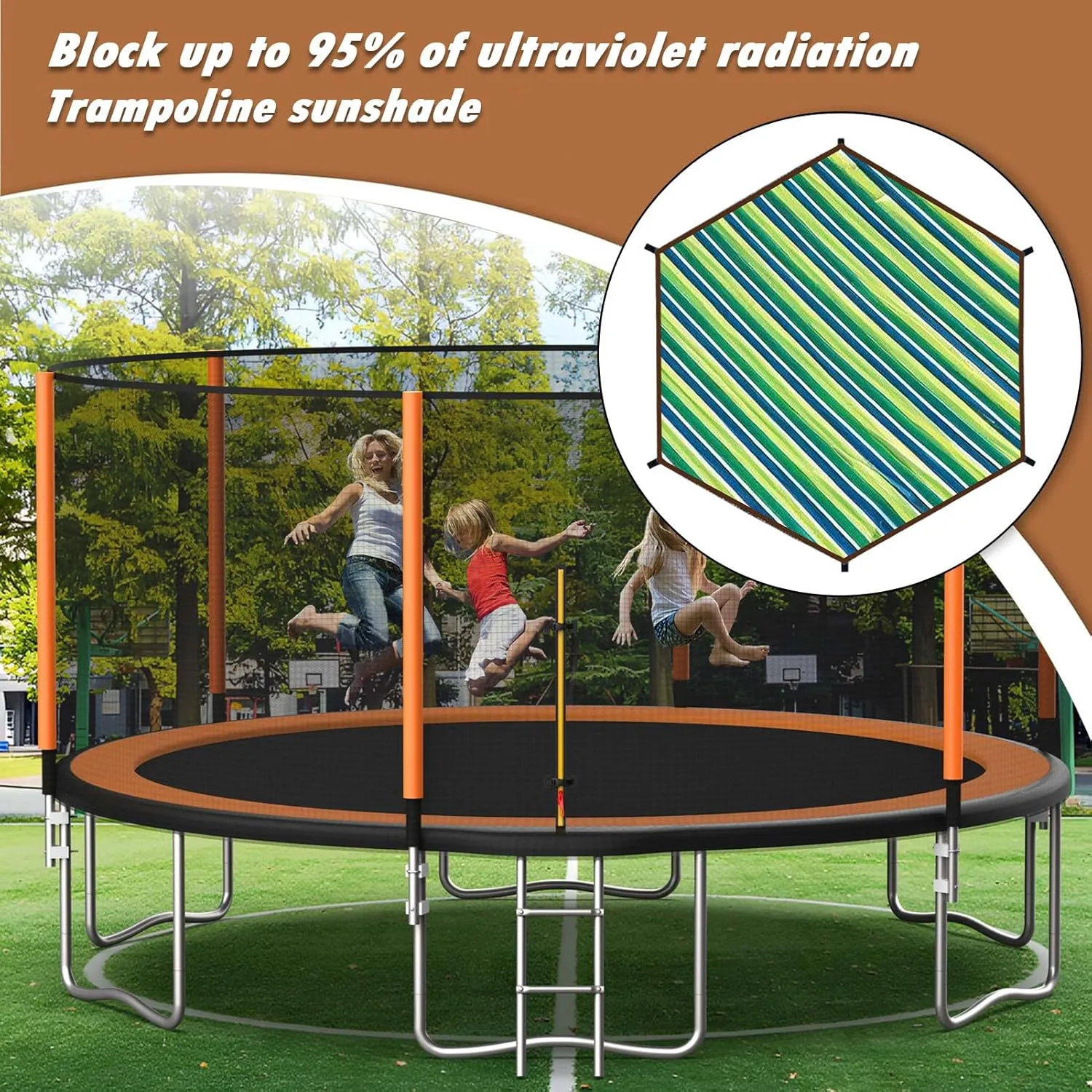 Trampoline Tent Cover, 6ft/8ft/10ft/12ft/14ft/15ft Outdoor Trampoline Sunshade, Tear-Resistant, Waterproof UV Protection Cover