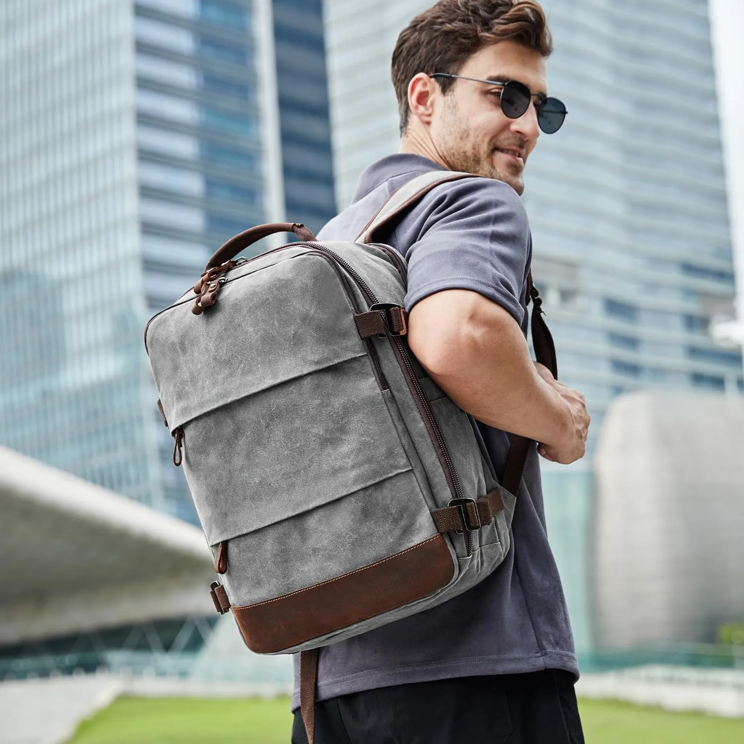 Travel Backpack for Men Carry On Backpack Flight Approved Personal Item Backpack, 17 inch Laptop Backpack Casual Daypack Weekender Business Hiking Backpack, Gray