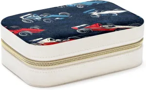 Travel Jewelry Box for Women Girls, Cool Racing Cars Pattern Jewelry Organizer Case for Necklace, Stud Earrings, Ring, Bracelets Storage Boxes