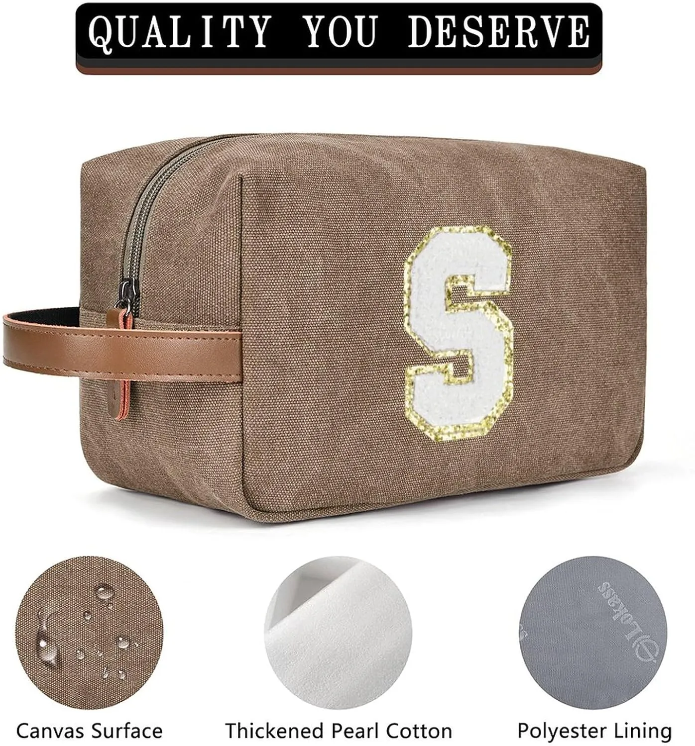 Travel Toiletry Bag for Men Initials - Graduation Gifts for Him, Personalized Shaving Kit Bag Hanging Dopp Kit - Travel Essentials, Bathroom Shower Bag for Toiletries Accessories Gifts for Men - S