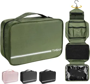 Travel Toiletry Bag for Women Men - Portable Large Hanging Organizer Makeup Bag for Cosmetic, Shampoo, Conditioner, Brushes Set, Cosmetic, Travel Accessories Essentials, Green