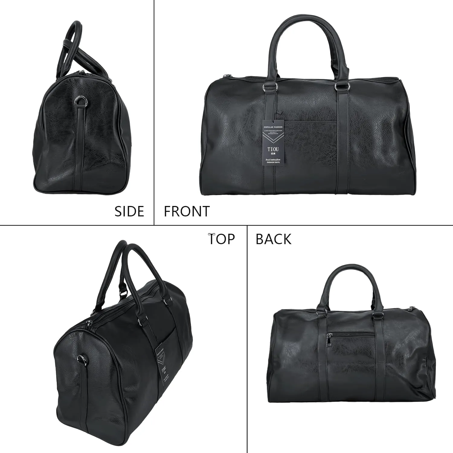 Travel Tote Duffel Bag Weekender Overnight Bag Carry On Bag Gym Duffle Bag Weekender Bag for Men Women Black
