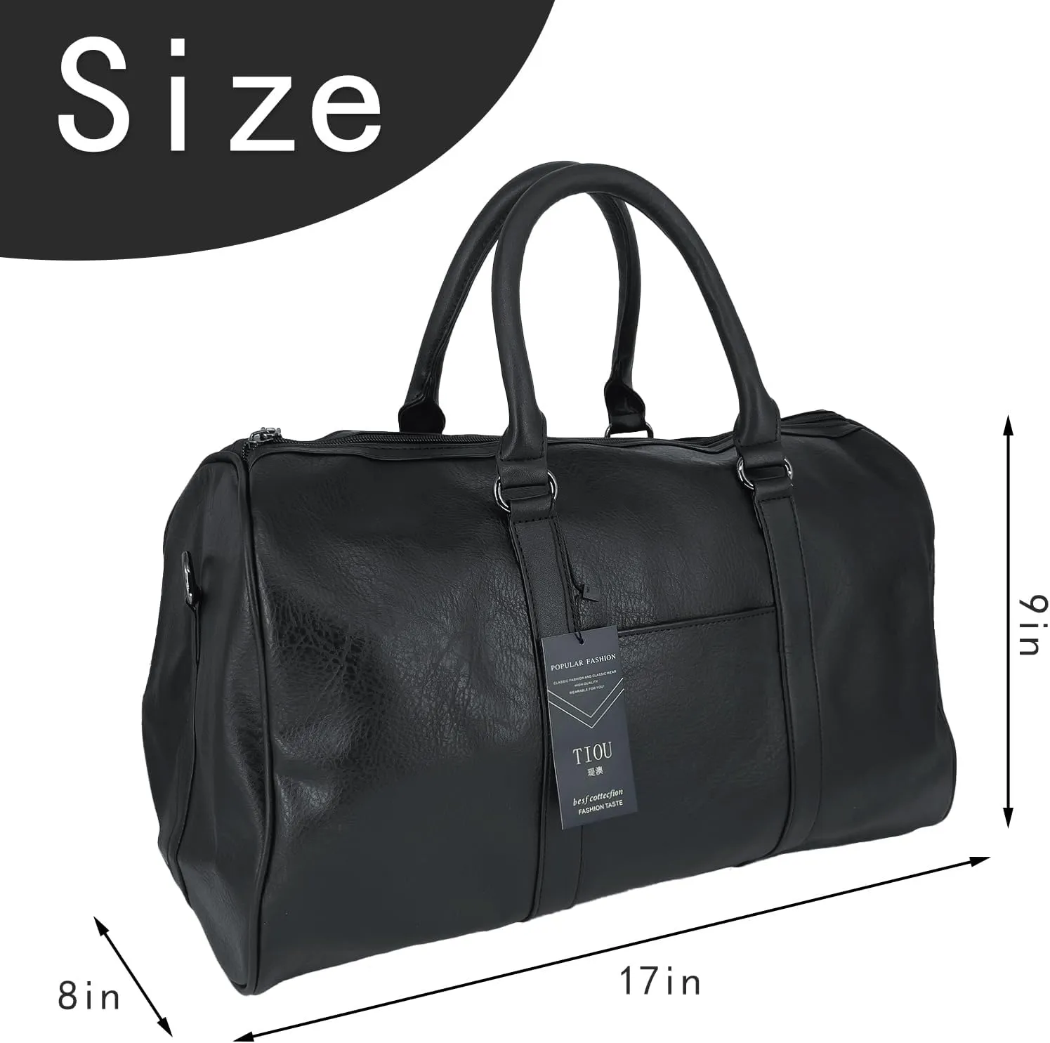 Travel Tote Duffel Bag Weekender Overnight Bag Carry On Bag Gym Duffle Bag Weekender Bag for Men Women Black