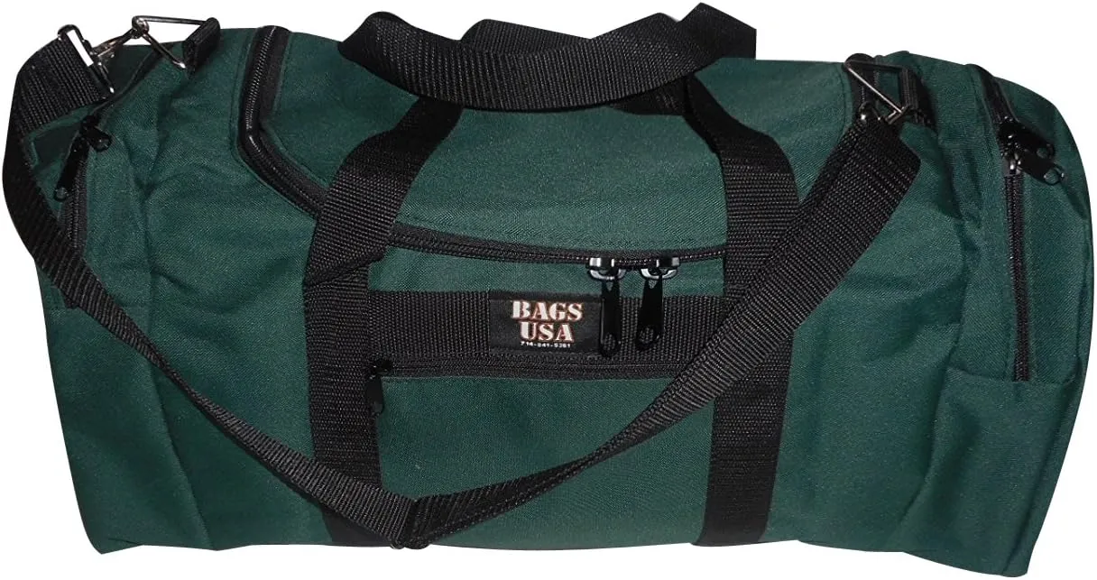Triple Carry-on with U Opening,two Separate Compartment One on Each End and Front Pocket Made In USA. (Forest Green)