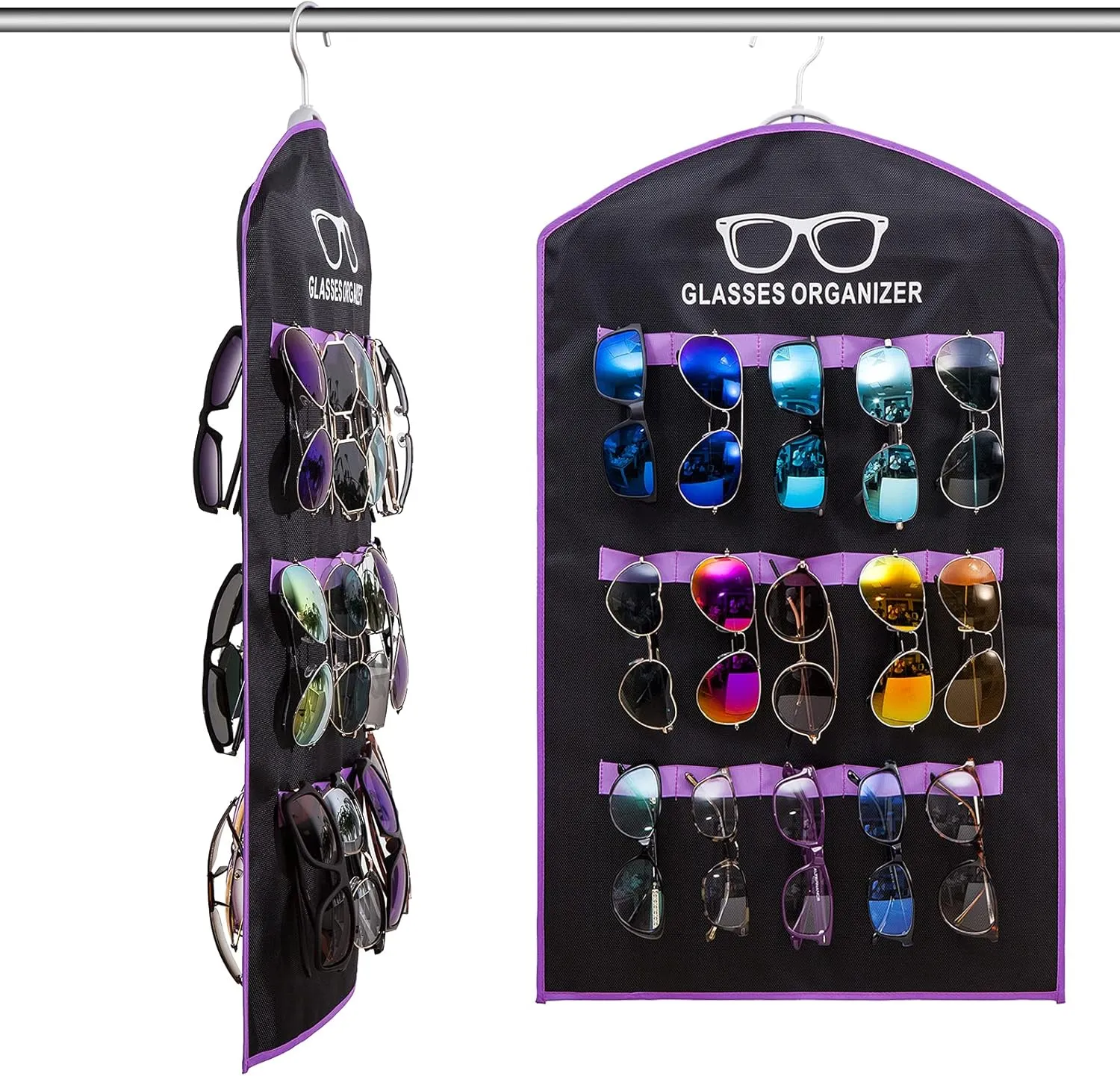 TRIUMPH VISION Hanging Sunglasses Organizers Eyeglasses Holder Stand, 30 Slots Eyeglass Case Eyewear Wall Organizer Multiple Eyeglasses Storage Sunglass Wall Mount Foldable Travel Glasses Case