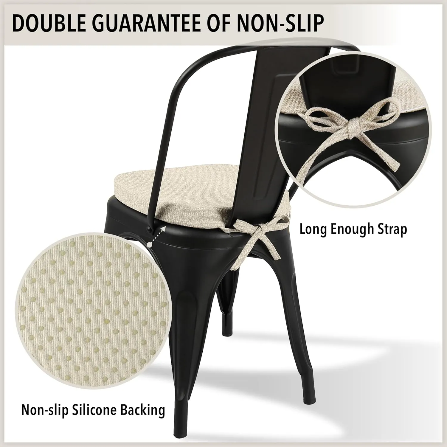 Tromlycs 14x14 Metal Chair Cushions Pads Set of 2 for Tolix Metal Chairs Small Seat Cushions 14 inch Light Linen