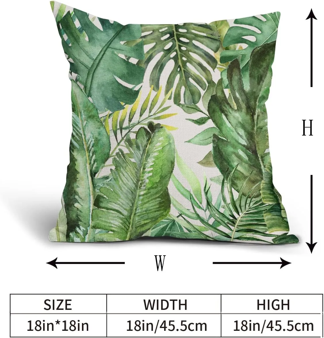 Tropical Palm Leaves Pillow Covers 16x16 Inch Set of 2 Green Banana Leaf Throw Pillow Covers Summer Farmhouse Outdoor Pillowscase Linen Square Cushion Covers for Sofa Couch Bedroom Home Decoration