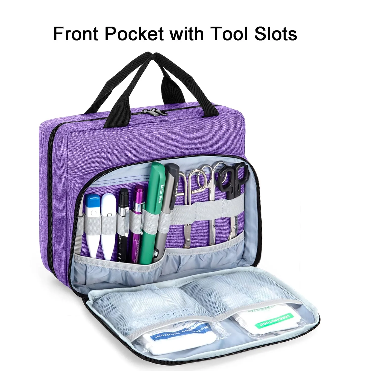 Trunab Utility Nurse Case Padded Stethoscope Case, Hold Two Stethoscopes/BP Cuffs and Nurse Accessories, Small Empty First Aid Bag for Nurses, Doctor, Purple (Patent Design)
