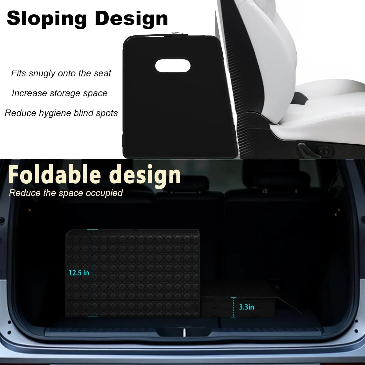 Trunk Organizers, Car Organizers, Storage Solutions, and Car Storage Organizers for SUVs, Sedans, Back Seats, and Luxury Vehicles with Lid, Leather, Small, Large (Black, L&M)