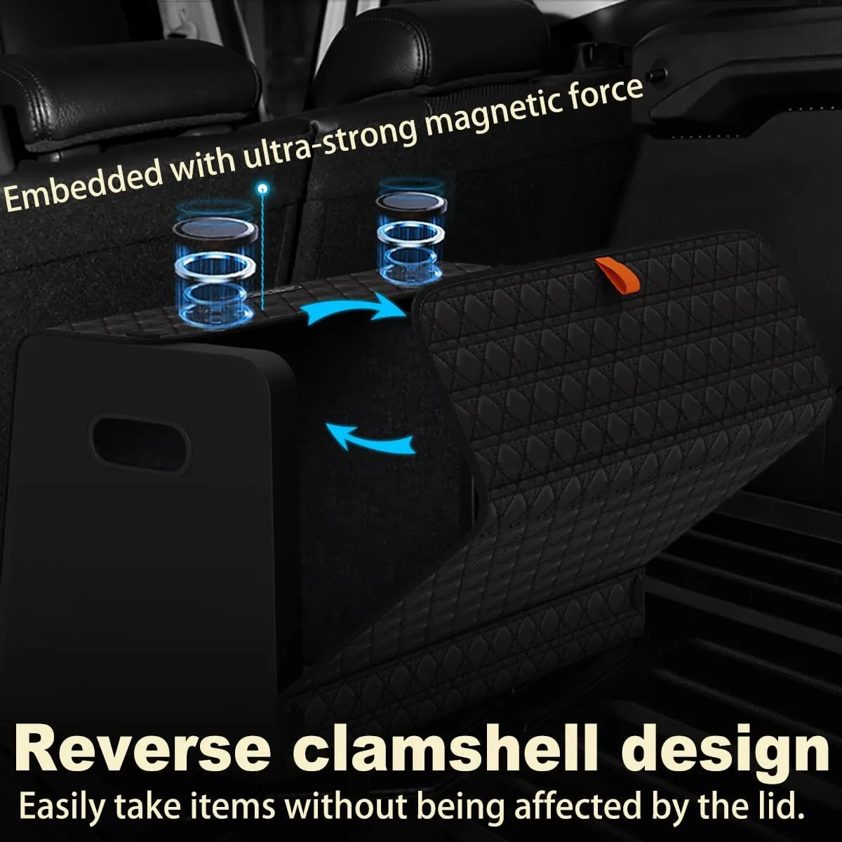 Trunk Organizers, Car Organizers, Storage Solutions, and Car Storage Organizers for SUVs, Sedans, Back Seats, and Luxury Vehicles with Lid, Leather, Small, Large (Black, L&M)