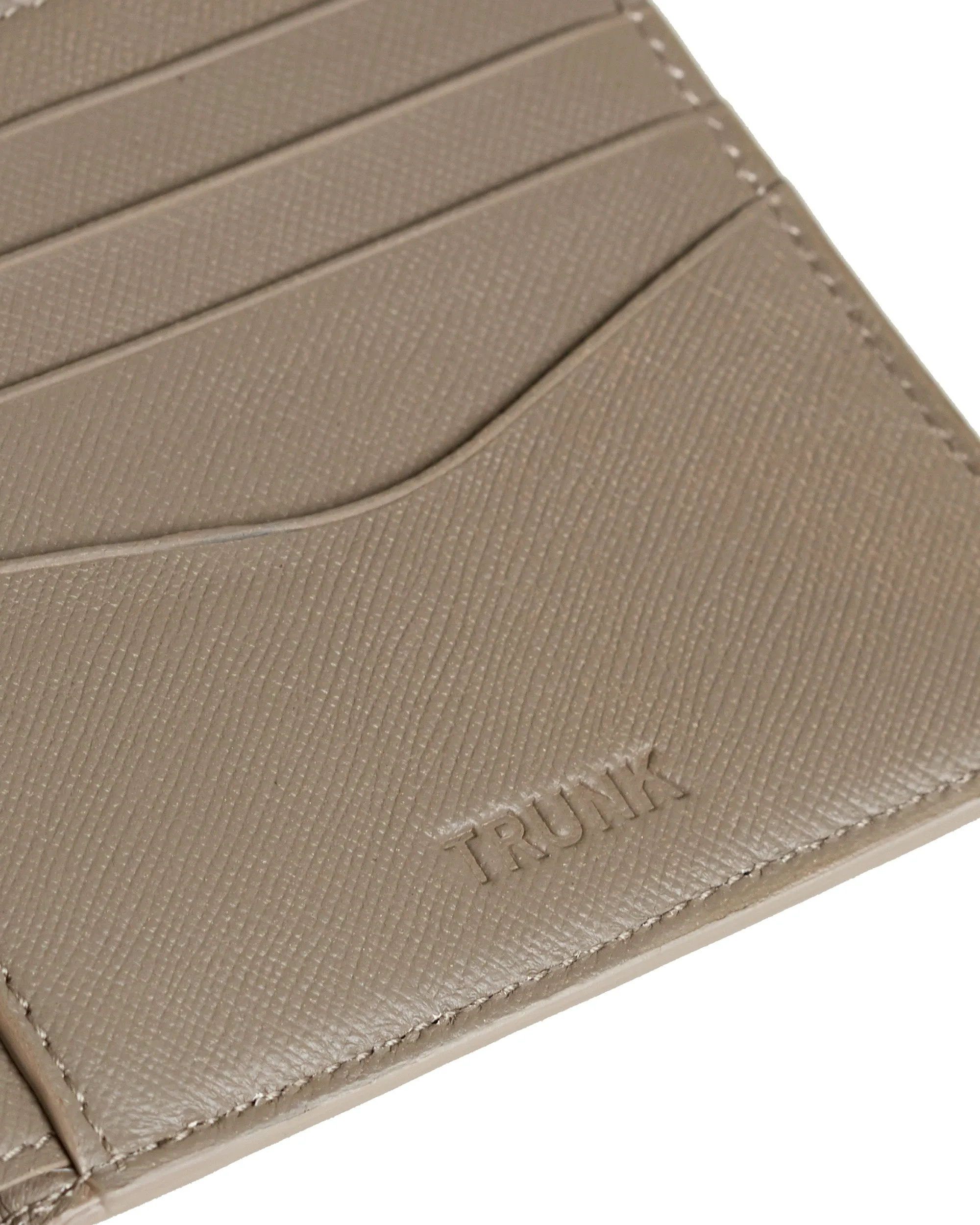 Trunk Saffiano Leather Billfold Wallet: Cement