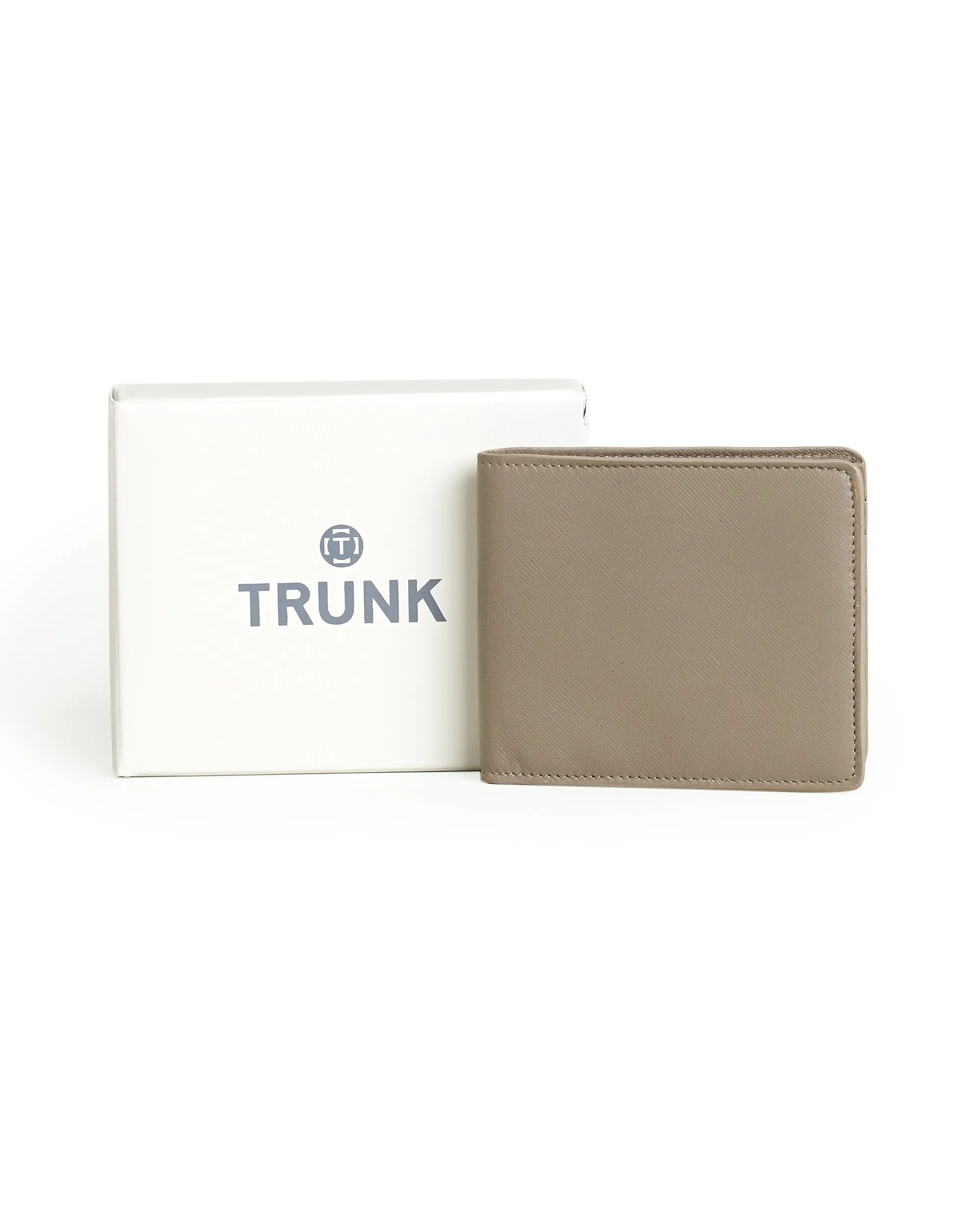 Trunk Saffiano Leather Billfold Wallet: Cement