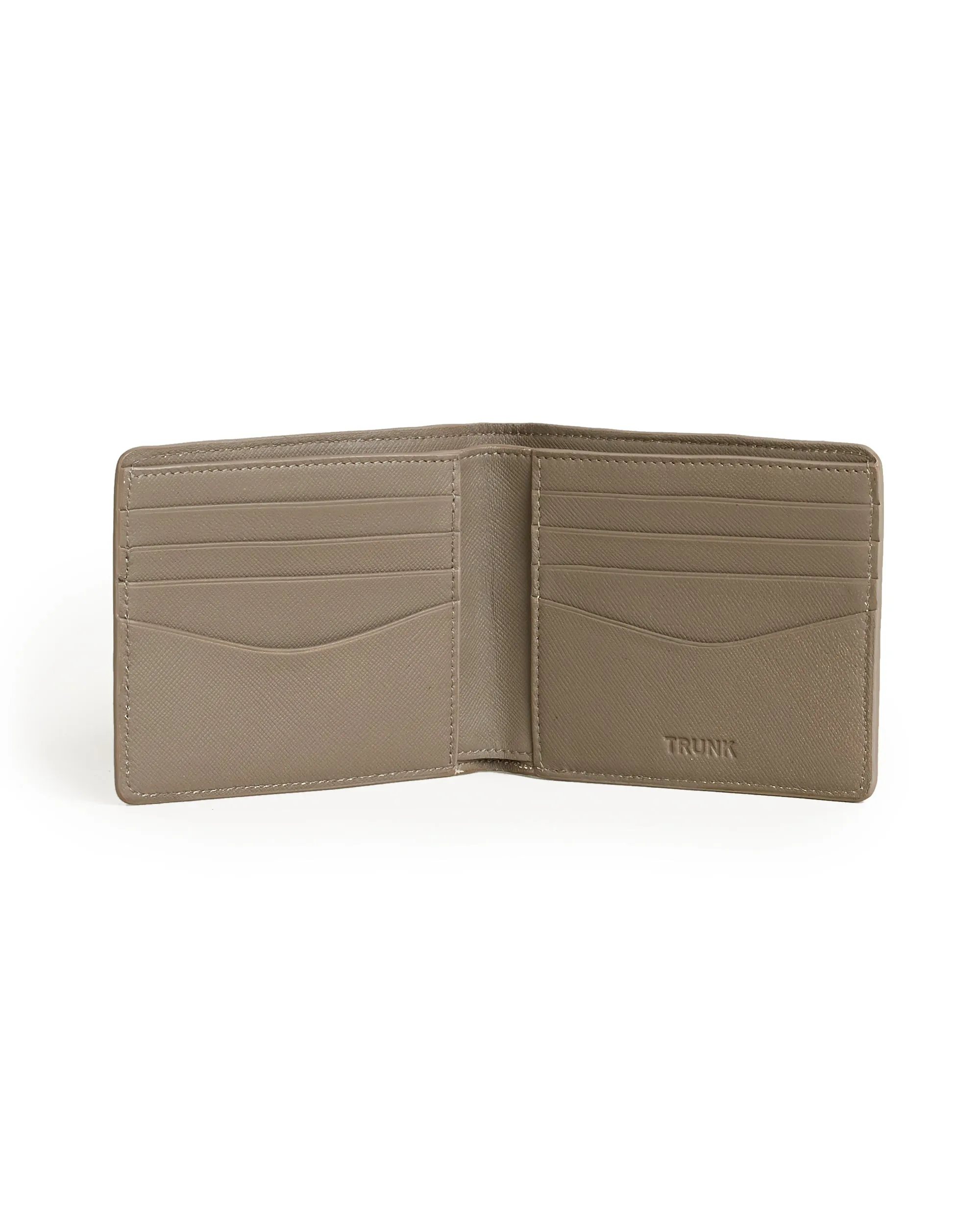 Trunk Saffiano Leather Billfold Wallet: Cement