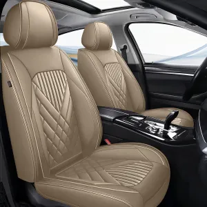 TTX LIGHTING 2PCS Car Seat Covers Fit for Lincoln Nautilus 2019-2025 Front Seat Covers Waterproof Faux Leather Automotive Seat Protectors Cushions with Airbag Compatible(2 Front Seat,Beige)