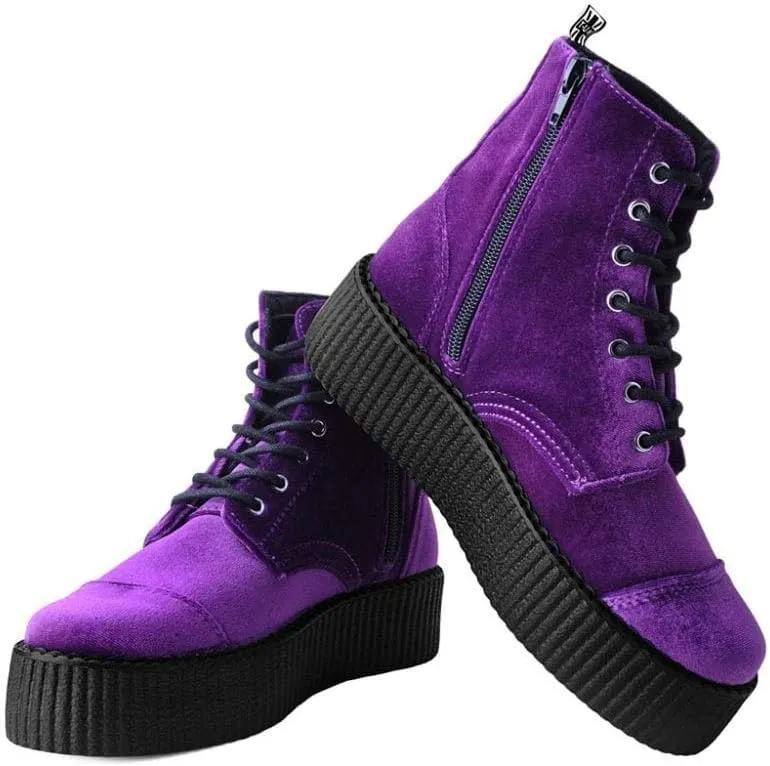 T.U.K Velvet Viva Mondo Boots for Women, Fashion Lace Up Platform Combat Boots